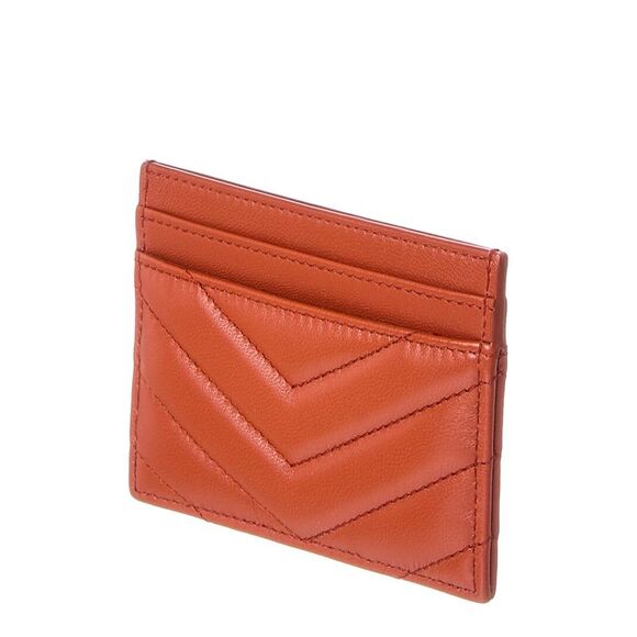 Saint Laurent Monogram Matelasse Leather Card Holder, Orange - Picture 2 of 4